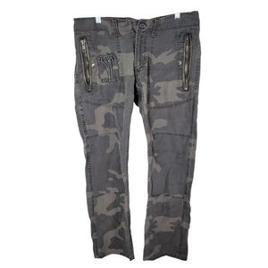 Sarin Womens Size 30 Green Camouflage Zip Pocket Pants
